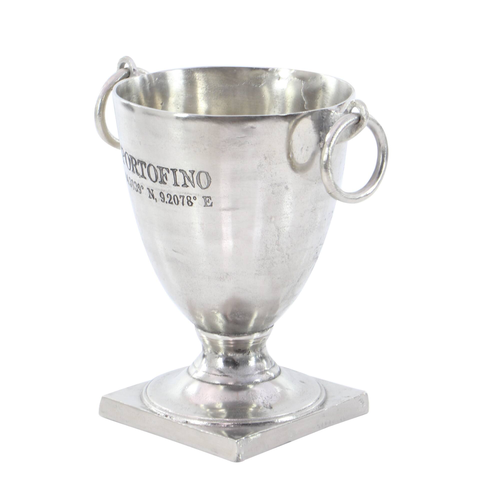 18" Silver Contemporary Metal Wine Cooler